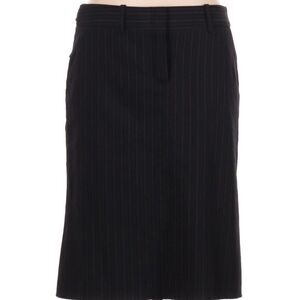 BCBGMaxAzria Navy Pinstriped Pencil Skirt w/Back Kick Pleat-Size 6